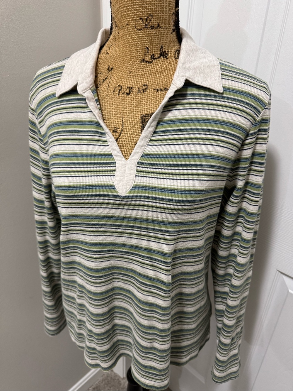 Striped Collared Long Sleeve Tee